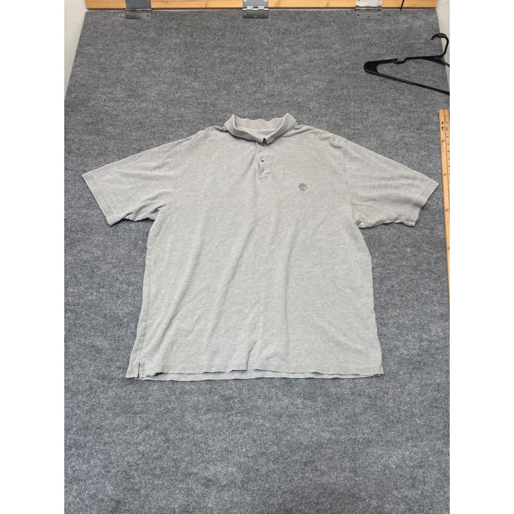 Timberland Mens XXL Gray Short Sleeve Pique‎ Polo Shirt Embroidered Logo Cotton